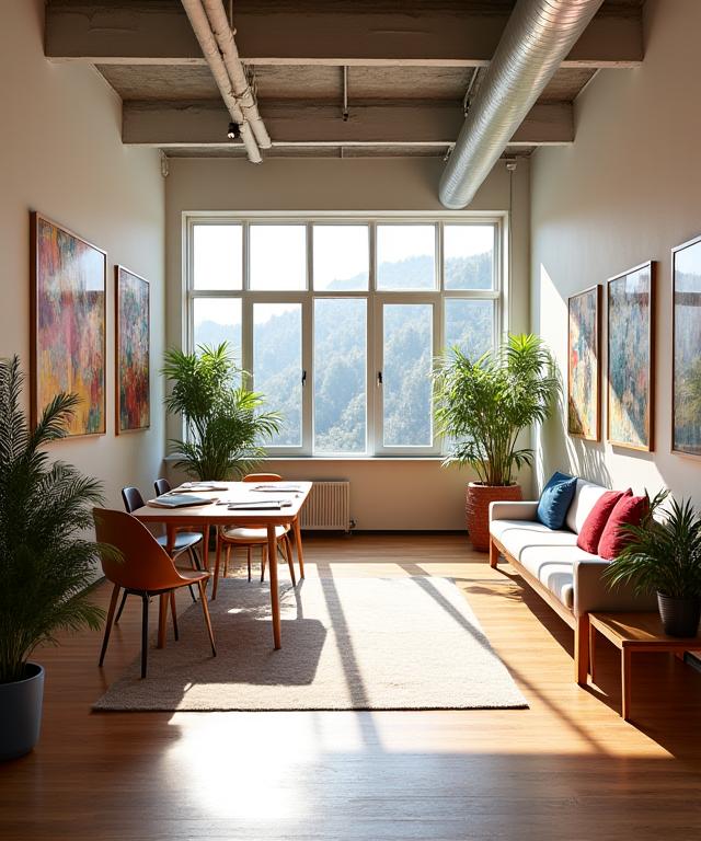 Aso Muralsのデザインスタジオの明るい雰囲気